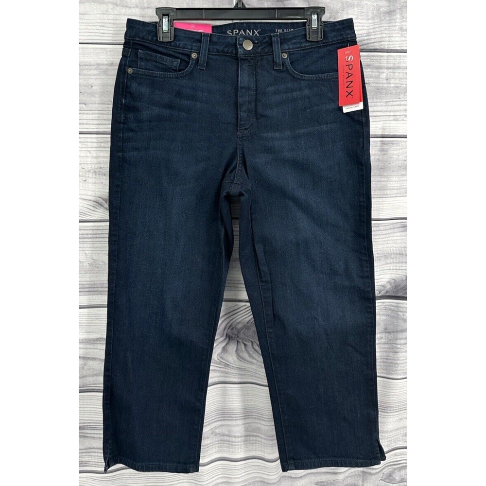 SPANX SLIM X TECHNOLOGY DARK WASH DENIM CAPRI JEANS Women's Size 29 NEW!!